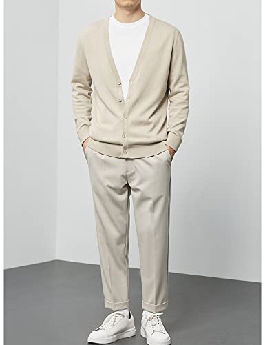 Snoly Men's V-Neck Cotton Button Front Knitted Cardigan Sweaters Spring Autumn4