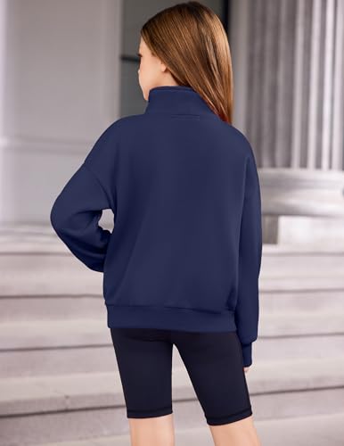 Image of Arshiner Girls Half Zip Sweatshirt Fleece Quarter Zip Pullover Sweatshirts | Fall Fashion Clothes for Teen Girls with Thumb Hole for 5-16 Years
