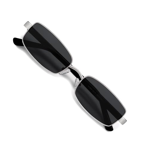 Image of VANLINKER Retro Rectangle Polarized Sunglasses for Women Men Small 90s Vintage Trendy Slim Narrow Rectangular Frame VL9684