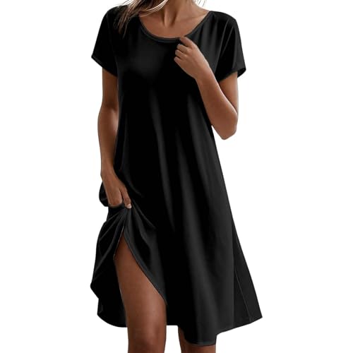 Vestito Estivo Donna Vestito Donna Estivo Abiti da Moda Mare Primaverile Lungo Vestiti Curvy Eleganti Lunghi Estivi Cotone Abitino Prendisole A Mezze Maniche Elegante Abito Comodi XXL Summer Casa