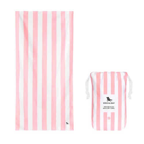 Dock & Bay Kid's Towel - For Beach Use - Quick Dry, Sand Free - Compact, Lightweight - 100% Recycled - Includes Bag - Cabana - Malibu Pink, Medium (130x70cm, 51x27)