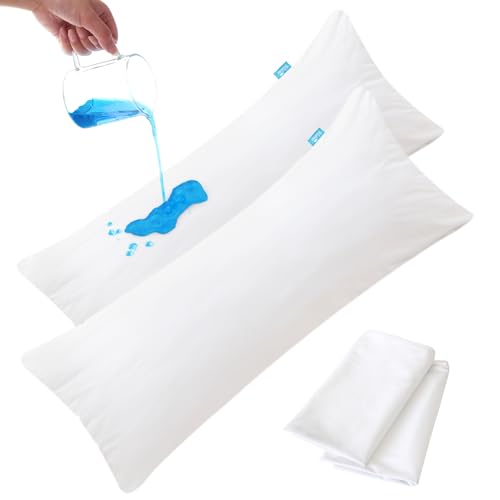 Body Pillow Protector Waterproof 2 Pack Body Pillow Cover with Zipper 21x 55 Body Pillow Case White Pillowcase Encasement Machine Washable