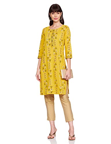 Image of Max Women's Cotton Regular Fit Kurta (SHFKSU19WT21MUSTARD Mustard XL Mustard XL)