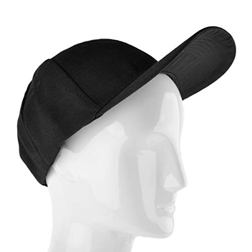 6-Panel Plain Baseball Cap - Adjustable Velcro Hat With No Logo Black #TOP2