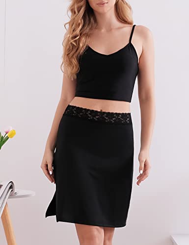 Image of Half Slips for Under Dress Women Underskirt Dress Extender Lace Trim Knee Length