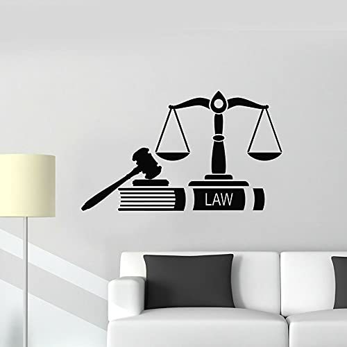 NSRJDSYT Stickers muraux Justice Cabinet d'Avocats Cour Studio Vinyle Fenêtre Autocollants Décoration Intérieure Marteau Balance Fair Art Mural Amovible 42x69cm Cover