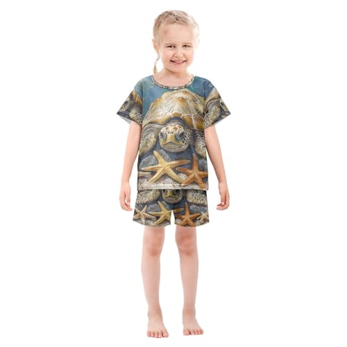 ALAZA Turtle Starfish Pajama Set Short Sleeve Sleepwear Soft Lounge Nightwear3