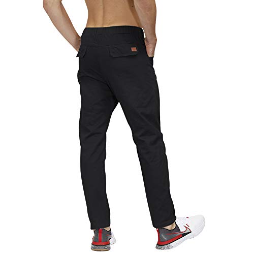 lexiart Mens Fashion Athletic Joggers Sports Pants Cotton Cargo Pants Sweatpants Trousers Long Pants Black