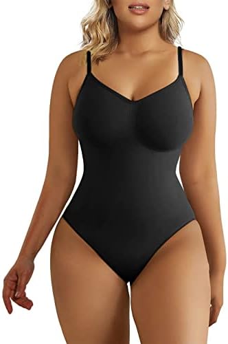 SHAPERX Bodysuit for Women Tummy Control Shapewear Seamless Sculpting Thong Body Shaper Tank Top,SZ5215-Black-2XL/3XL