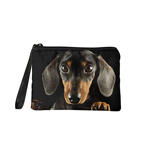 Kuiaobaty Cartera pequeña para mujer, monedero casual para niño, niña, con cremallera, mini bolsa de cambio con correa de muñeca, bolsa de maquillaje, Impresión de perro salchicha Cover