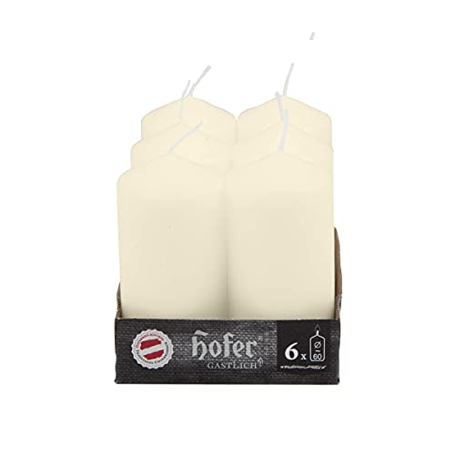 Hofer Unscented Pillar Candles, Ivory, 60 x 120 mm, Set of 18 Decorative Candles, 39 Hours Long Burning Time, Dripless - Image 3