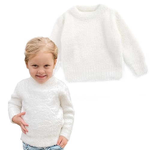 Image of Curipeer Baby Sweater Solid Ruffle Basis Pullover Sweater Turtleneck Longsleeve Fall Clothes for Baby Girl and Boy 6M-4T