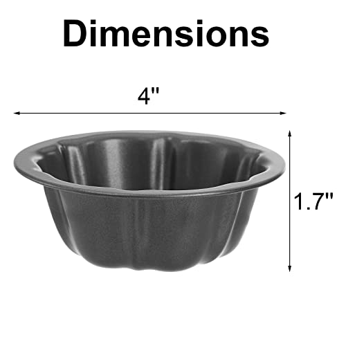 ZENFUN 10 Pcs Mini Flan Molds Pan, 4 Inches Fluted Cake Pan Nonstick, Carbon Steel Mini Flan Molds Pans, Cake Pans Reusable Tube Oven Baking Mold for Cupcake, Bread, Bavarois, Brownie