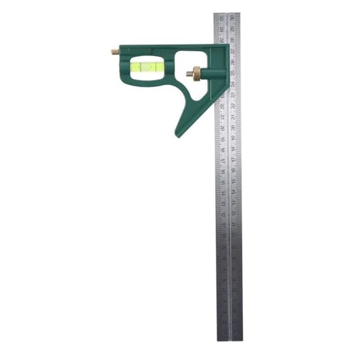 iuniq Green Adjustable Angle Metric Ruler, Stainless Steel Precise Fixed Tool, Irregular Multifunctional Combination Level Gauge for Woodworking