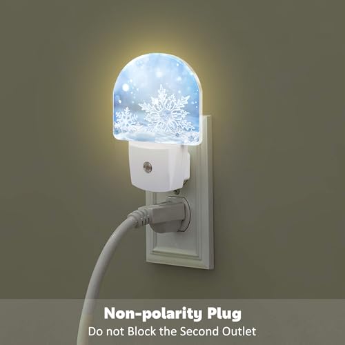 Image of Snowflakes On Snow Night Light for Kids,Christmas Winter Snowflakes Night Light Plug in with Dusk to Dawn Sensor,0.5w Energy Saving Nightlight for Hallway Stairway Kitchen Bedroom
