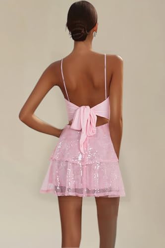 Sequin Short Homecoming Dresses for Teens Spaghetti Straps A-line Ruffles Prom Dresses3