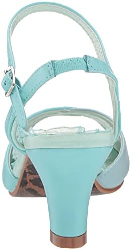 Bettie Page Women's Ankle Strap Sandal Heeled, Turquoise, 9 | Image 2