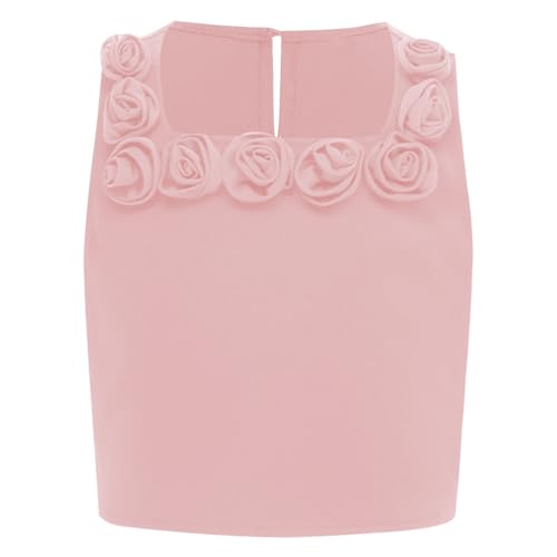 Kids Girl's Sleeveless Floral Crop Top Formal Party Vest Tank Summer Cami Tops