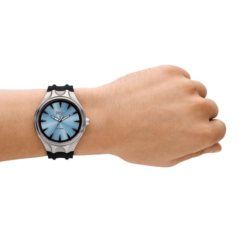 Image of Diesel Silicone Analog Blue Dial Men's Watch-Dz2216, Band Color:Black