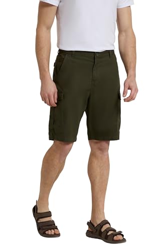 Mountain Warehouse Lakeside Mens Shorts - 100% Durable Twill Cotton Cargo Shorts Durable Shorts 6 Pockets - Spring Summer Walking Running Hiking & Camping Khaki Mens W32