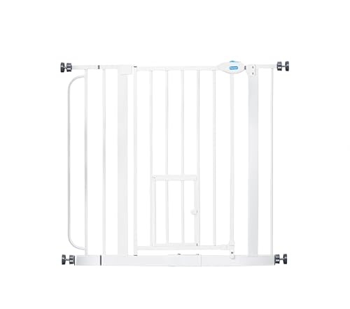 Carlson 29.5–36.5” Extra Wide Dog Gate with Small Pet Door, Walk-Through Pressure Mounted Metal Indoor Pet Safety Gate, Tested and Trusted by Pet Parents, American Designed, American Owned