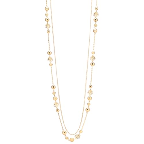 FULU AUTUMN Boho Gold Long Necklaces for Women Natural Stone Beaded Layered Long Necklace Mothers Day Gifts Dainty Flower Costume Jewelry for Women