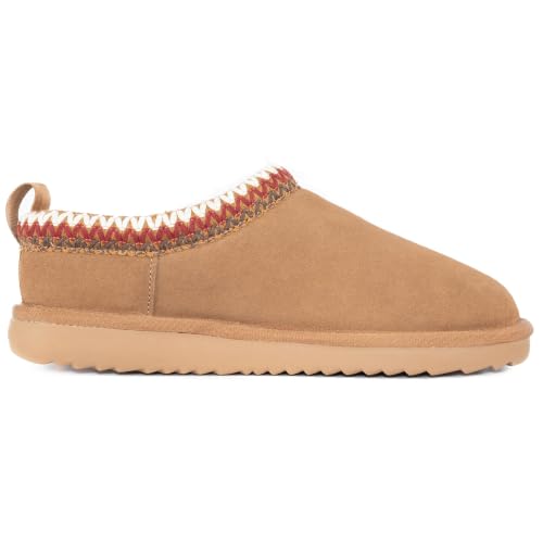 Image of Women's Genuine Shearling Slippers Suede Warm Indoor Outdoor Shoes Rubber Sole