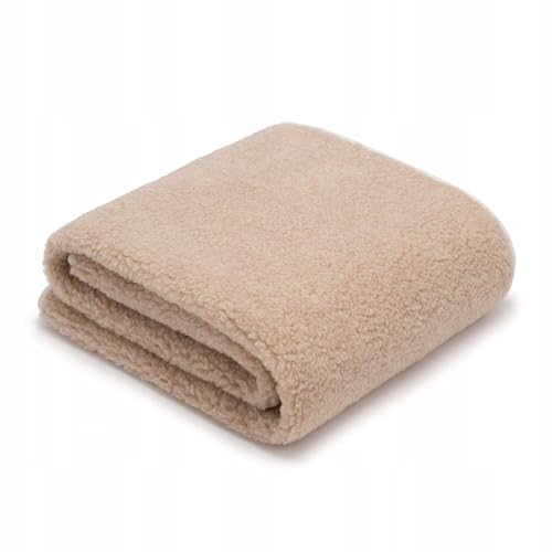 Wool & Home Merino Wolldecke 140x200 cm – Kuscheldecke aus 100% Merinowolle, Muster Beige Teddy – Gewicht 500 g/m² – Atmungsaktiv und Langlebig