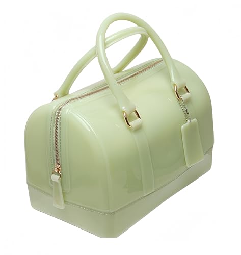 Image of Ladies Summer Jelly Pillow-shaped Top Handle Handbag Candy Color Transparent Crystal Purse