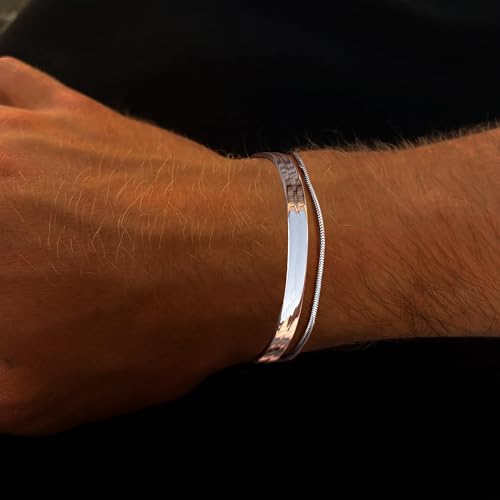 Moodear Stackable Bracelets for Men - Dainty 925 Sterling Silver/14K Gold Plated Cuff Snake Box Cuban Link Chain Bangle Bracelet Set Mens Jewelry3