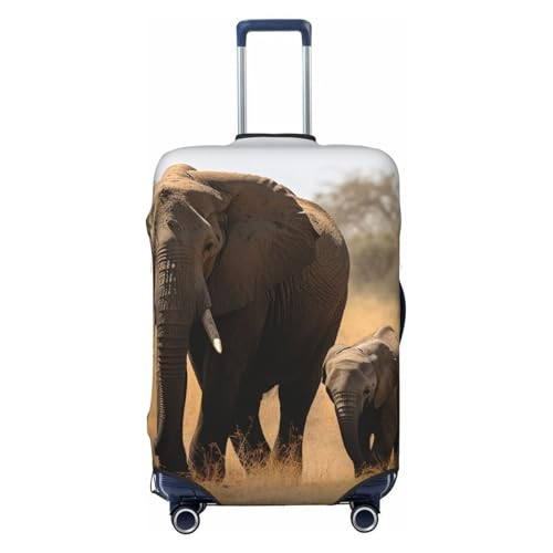 Elastic Travel Luggage Cover for Suitcase Tsa Approved Stretch Scratch-Resistant Suitcase Protector Cover Washable Walking elephants mother and baby Baggage Covers Fits 18-32 Inch Luggage Case