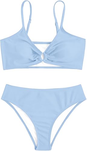 Image of QJQ Girl's 2 Piece Swimsuits Disty Floral Ring Linked Bathing Suit Cute Bikini Sets