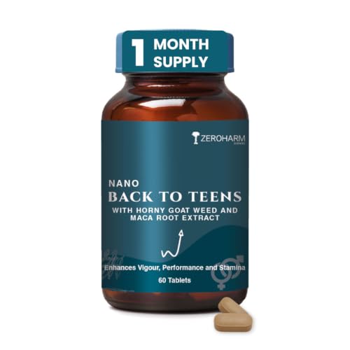 ZEROHARM Back to Teens | Maca Root, Safed Musli, Horny Goat Weed for Energy, Stamina, Endurance & Performance | Nano Formulated Supplement for Men & W