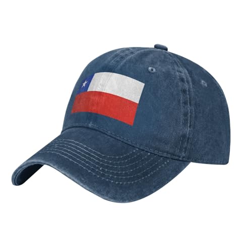 WHJDPP Gorra de béisbol negra con diseño de bandera de Chile, ajustable, de algodón, con ala curvada clásica, azul marino, Talla única