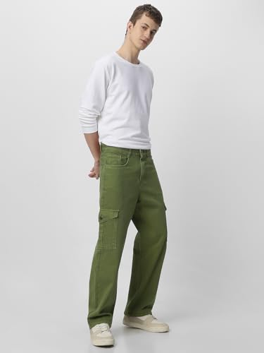 Image of Neostreak Men's Loose Baggy Fit Washed Cargo Jeans with 6 Pockets Non-Stretchable