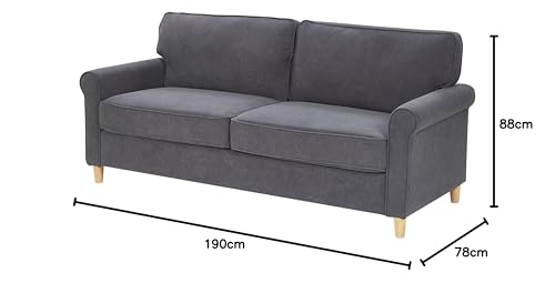 3-Sitzer Sofa in Grau aus Samtstoff Retro-Stil Traditionell-Modern Ronneby – Bild 4