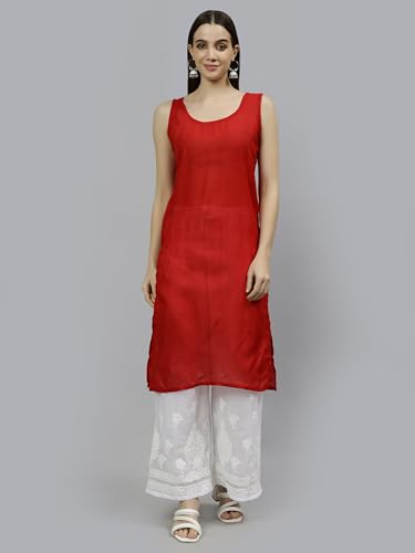 Image of Seva Chikan Hand Embroidered Lucknowi Chikankari Georgette Kurta with Inner Slip for Women SCL4431