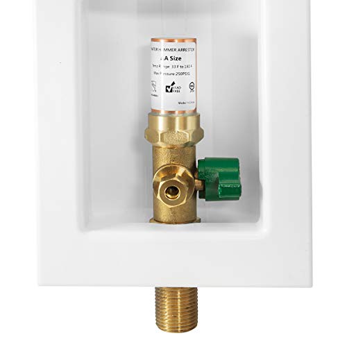 EFIELD Sweat Pre-assembled Ice Maker Outlet Box 1/2-Inch Sweat with Installed 1/4-Turn Ball Valve with Copper Water Hammer Arrestor (IM006)