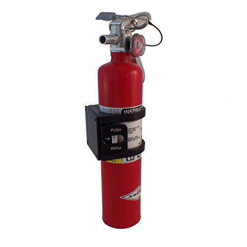 TEK208 Flat Base, Black Anodized, Quick Release Fire Extinguisher Mount (Black)