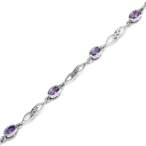 Image of Silvershake Birthstone Gemstones White Gold Plated or Yellow Gold Plated 925 Sterling Silver Scroll /Filigree Celtic Knot Weave 7.25 to 8.75 Inch with Adjustable Extension Bracelet Jewelry for Women