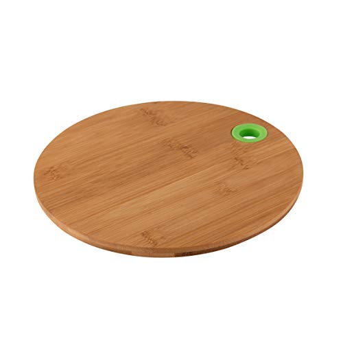 axentia 132783 Küchenbrett Schneidebrett, Bambus, Ø ca. 25 cm, Holzfarbe/Grün