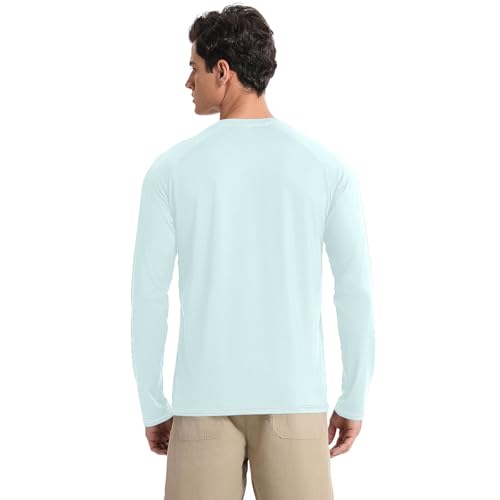 Light Cyan Blue Men's Rash Guard Lightweight Comfort Mens Sun Shirts UV Protection Long Sleeve Running2