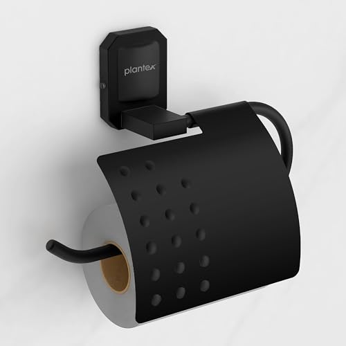 Image of Plantex 304 Grade Stainless Steel Tissue /Toilet Paper roll Holder Stand for washroom /Bathroom Accessories - Cute (Black)