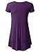 URBANCLEO Womens V-Neck Elong Tunic Top Mini T-Shirt Dress Plum XLarge