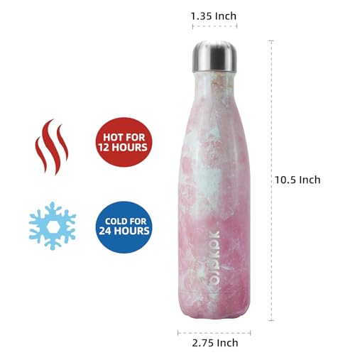 Bjpkpk COLA17MARBLE SAKURA Insulated Water Bottles -17Oz/500Ml -Stainless Steel Water Bottles,Sports Water Bottles Keep Cold thumb #2