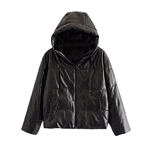 Manteau femme similicuir rembourré contre le froid et le vent d'hiver