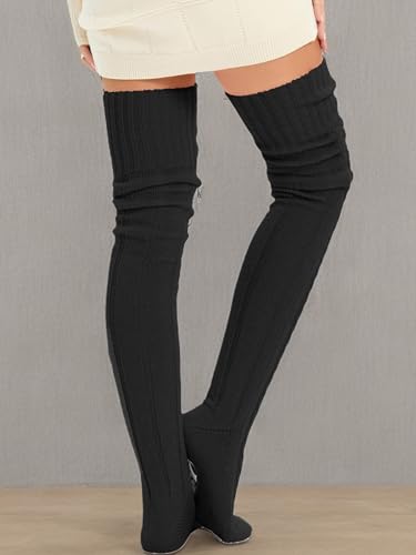 Image of Women's Thigh High Knitted Winter Boot Socks Vintage Extra Long Leg Warmer Over Knee High Stockings
