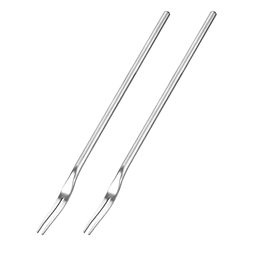 sourcing map 2 pièces Inox Acier Fourchettes à fruits, 8.66-Pouce Salade Fruits Dégustation Fourchettes Dessert Gâteau Fourchettes 2 Broche Dégustation Apéritif Fourchettes pour Fête Mariage