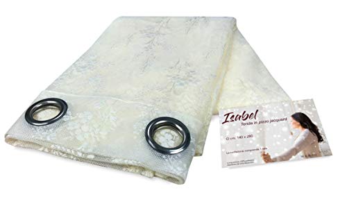 Tex family Cortina Isabel color crema 140 x 280 cm confeccionada en encaje jacquard