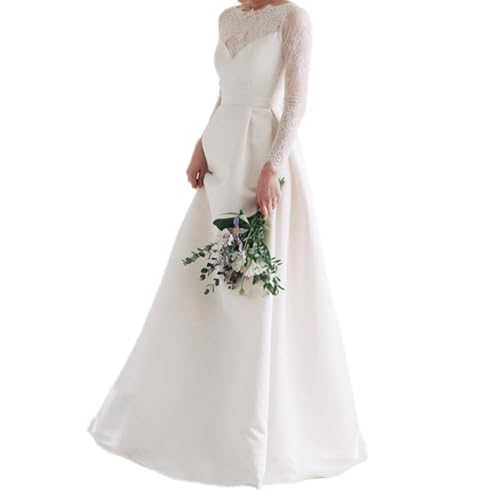 Leeonway Hochzeitskleid,Brautkleider FüR BräUte,Eine Linies Spitze Appliziertes Brautkleid,Hochzeitskleid Damen Lang Weißs Prinzessin,Langarm,Spitze,Mit Schleppe,Vintage,FüR Hochzeit Leeonway Hochzeitskleid,Brautkleider FüR BräUte,Eine Linies Spitze Appliziertes Brautkleid,Hochzeitskleid Damen Lang Weißs Prinzessin,Langarm,Spitze,Mit Schleppe,Vintage,FüR Hochzeit